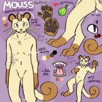 1:1 2026 4_fingers 4_toes aguav_berry anthro arm_tuft black_nose brown_body brown_feet brown_fur brown_hands brown_inner_ear brown_markings brown_pawpads character_name chest_tuft circle_eyebrows claws collarbone color_swatch colored curled_tail cute_fangs detailed dewclaw digital_drawing_(artwork) digital_media_(artwork) directional_arrow emaciated_anthro emaciated_male english_text eyebrows fangs featureless_crotch feet felid feline finger_claws fingers fluffy fluffy_chest food front_view fruit full-length_portrait fur generation_1_pokemon gold_(metal) heart_symbol hi_res hybrid hybrid_pokemon koban_(coin) leg_markings leg_tuft line_art long_tail looking_at_viewer looking_up male mammal markings meowth model_sheet mouss_(soyesoye) mouth_closed multiple_poses navel neck_tuft nintendo on_one_leg open_mouth pattern_background pawpads paws persian_(pokemon) plant pokemon pokemon_(species) pokemon_berry pokemorph portrait pose pronouns pupils purple_background raised_leg red_eyes ribs round_ears side_view signature simple_background slit_pupils smile socks_(marking) solo soyesoye species_name standing stated_age tail tall tan_body tan_fur teeth text three-quarter_portrait toe_claws toes tongue tongue_out tuft underlined_text whiskers white_claws white_text