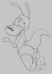 anthro blush bogtrom bulge butt clothed clothing digital_media_(artwork) looking_back macropod male mammal marsupial monochrome nickelodeon raised_tail rear_view rocko's_modern_life rocko_rama smile solo tail teeth thick_tail underwear underwear_only wallaby