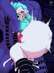 anal anal_penetration anthro asmodeus_(helluva_boss) avian_demon big_butt bodily_fluids butt chokehold clenched_teeth cum cum_in_ass cum_inflation cum_inside cybernetics cyborg demon demon_humanoid drooling duo ejaculation excessive_cum excessive_genital_fluids eye_roll faceless_character fizzarolli_(helluva_boss) genital_fluids heart_symbol hellaverse helluva_boss hi_res humanoid imp inflation leponsart looking_pleasured machine male male/male mechanical_arm mechanical_leg motion_lines muscular muscular_male not_furry_focus penetration saliva sex sharp_teeth size_difference smaller_penetrated teeth thick_thighs wide_hips yellow_sclera