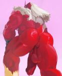  2019 absurd_res anthro anthrofied anus avian balls blaziken butt erection fluffedwings hi_res humanoid_penis looking_at_viewer looking_back male muscular muscular_male nintendo nude penis pok&eacute;mon pok&eacute;mon_(species) rear_view solo standing video_games 