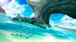 16:9 2026 3_toes 3d_(artwork) 4_fingers 4k absurd_res air_bubble ambient_bird ambient_fish ambient_sealife ambiguous_gender animatronic anthro blue_body blue_sky bubble canid canine claws cloud day digital_media_(artwork) dutch_angle fan_character feet female_(lore) fingers five_nights_at_freddy's fox glistening glistening_body green_body hi_res light light_beam machine mammal outside partially_submerged robot robot_anthro rock scottgames sea sky sofy_lauren_foxlott solo source_filmmaker_(artwork) summer sunbeam sunlight swimming tail toes water wet wet_body widescreen zelyonka
