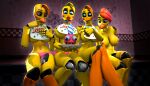 2026 3d_(artwork) abs absurd_res animatronic anthro areola avian beak bib big_breasts bird blonde_hair blue_eyes breasts chicken clothing crossed_legs cupcake_(fnaf) digital_media_(artwork) dildo eyebrows female finger_in_mouth five_nights_at_freddy's five_nights_at_freddy's_2 galliform gesture glistening glistening_body group hair hand_gesture hi_res holding_object holding_plate inside looking_at_another machine navel nipples non-mammal_breasts non-mammal_navel non-mammal_nipples open_mouth open_smile orange_hair panties phasianid pink_clothing pink_panties pink_underwear plate pointing purple_eyelids raised_eyebrow red_areola red_hair red_nipples robot robot_anthro scottgames sex_toy short_hair sitting smile smiling_at_another source_filmmaker_(artwork) square_crossover striped_dildo striped_sex_toy toy_chica_(fnaf) underwear wide_hips yellow_body yellow_nipples zelyonka