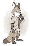  2019 anthro briefs canid canine clothed clothing corgi_(artist) disney eyebrows food fox fur licking looking_at_viewer male mammal multicolored_body multicolored_fur nick_wilde pawpsicle popsicle shirt slim solo standing tan_body tan_fur tighty_whities tongue tongue_out topwear underwear zootopia 