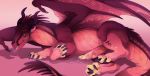  2019 4_toes 5_toes arsauron claws dragon feral greame hi_res horn lying male membrane_(anatomy) membranous_wings on_side pink_background scales scalie simple_background solo spines toes western_dragon wings 