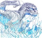  2018 archspirigvit blue_eyes bone_dragon claws dragon hair horn ice membrane_(anatomy) membranous_wings scales scalie traditional_media_(artwork) western_dragon wings 