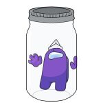 1:1 alien alpha_channel among_us clothing container crewmate_(among_us) digital_drawing_(artwork) digital_media_(artwork) fan_character floating_hands hat headgear headwear hi_res humor in_container in_jar innersloth jar looking_at_viewer male meme not_furry onto_us paper_hat pony_cum_jar_project purple_body simple_background solo standing tiny_(onto_us) transparent_background trapped wiltingleaf worried