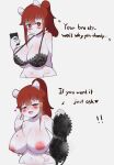 2026 5_fingers absurd_res anthro areola bear big_breasts biped black_bra black_clothing black_eyebrows black_underwear blush blush_lines bodily_fluids bottomless bottomless_anthro bottomless_female bra bra_only bra_strap_showing_(meme) breasts breath cellphone clothed clothed_anthro clothed_female clothed_to_nude clothing digital_drawing_(artwork) digital_media_(artwork) electronics english_text eyebrows eyelashes facial_markings female female_anthro fingers fur glistening glistening_breasts hair head_markings heart_after_text heart_symbol hi_res holding_bra holding_cellphone holding_clothing holding_object holding_phone holding_smartphone holding_underwear huge_breasts mammal markings meme navel nipple_dip nipples nude nude_anthro nude_female offscreen_character open_mouth phone pink_areola pink_nipples pink_nose polar_bear red_eyes red_hair red_markings sen_(sensen) sensen short_tail simple_background small_nose smartphone solo speech_marker sweat sweaty_breasts tail talking_to_another text tongue underwear underwear_only ursine white_background white_body white_fur white_tail