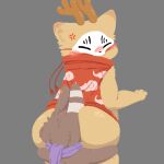 1:1 anthro big_butt brown_body butt cape clothing deer duo fabulous_beasts face_in_ass hi_res horn kupy's_butts lagomorph leporid male male/male mammal mask nude nude_male rabbit sibuxiang_the_deer_(fabulous_beasts) tan_body tuye_(fabulous_beasts)