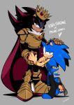 2024 5_fingers absurd_res anthro black_body black_fur black_nose blue_body blue_fur cape cel_shading clothing digital_drawing_(artwork) digital_media_(artwork) duo english_text eulipotyphlan european_hedgehog feet fingers fur green_eyes hand_holding hand_on_head heart_symbol hedgehog hi_res king looking_at_viewer mammal multicolored_body multicolored_fur netflix pawpads red_body red_eyes red_fur royalty sega shaddycatz shaded shadow_the_hedgehog size_difference sonic_prime sonic_the_hedgehog sonic_the_hedgehog_(series) standing tail tail_motion tailwag text