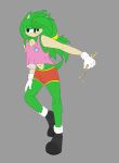 anthro bottomwear bulge clothing drumstick_(musical) eulipotyphlan femboy fledgedragonfox footwear gloves handwear hedgehog hi_res male mammal manic_the_hedgehog sega shirt shoes shorts smile smirk solo sonic_the_hedgehog_(series) sonic_underground tank_top tight_bottomwear tight_clothing tight_shorts topwear