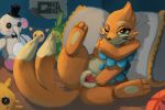  2019 alternate_version_at_source anus bed buizel clitoris cute_fangs digital_media_(artwork) fan_character female feral fur furniture gela-g-i-s-gela green_eyes hi_res inside legs_up looking_at_viewer lying mammal mustelid nintendo nude one_eye_closed paws pillow plump_labia plushie pok&eacute;mon pok&eacute;mon_(species) presenting presenting_pussy pubic_mound pussy smile solo spread_legs spread_pussy spreading thick_thighs video_games wink 
