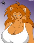 breasts cjshadorunner cleavage clothed clothing domestic_cat felid feline felis female hi_res mammal smile solo 