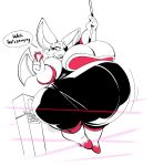 2021 annoyed anthro bat belly big_belly big_breasts big_butt big_ears black_clothing bloated boot_(artist) boots breasts burglary butt clothing colored dialogue english_text fat_arms female footwear gem gloves handwear high_heels holding_object holding_rope huge_belly huge_breasts laser mammal overweight pink_clothing robbery rope rouge_the_bat sega shoes sketch solo sonic_the_hedgehog_(series) speech_bubble stealing text weight_gain wide_hips