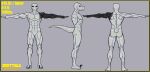 absurd_res anthro apter_(aptertheraptor) aptertheraptor athletic black_eyes bullet_wound claw_marks dinosaur dromaeosaurid grey_body grey_scales hi_res leg_scar male model_sheet nipples nude prehistoric_species pupils red_pupils reptile saurischian scales scalie scar scarred_body scars_all_over smile solo standing t-pose theropod thigh_scar velociraptor yellow_nipples