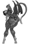  absurd_res anthro b9tribeca big_breasts big_butt breasts butt butt_expansion clothing felid feline female growth hi_res hybrid mammal membrane_(anatomy) membranous_wings muscular muscular_female nipple_outline torn_clothing wings 