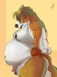  belly big_belly black_nipples blush butt canid canine hair hi_res humanoid_penis male mammal moobs nipples nude obese overweight overweight_male penis raivenderouthelion_(artist) small_penis solo 