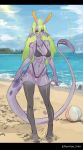  absurd_res animal_humanoid beach bikini breasts clothing female hi_res humanoid reptilian_orbit seaside slug_wife solo swimwear water 