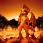  1:1 2019 absurd_res dragon female friendship_is_magic hi_res my_little_pony ohemo smolder_(mlp) solo volcano 