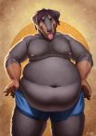  anthro azsola belly big_belly canid canine clothing hi_res male mammal moobs navel nipples obese overweight solo tongue underwear 
