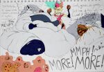 4_arms 5_fingers anthro arthropod barely_mobile bee belly belly_rolls beverage big_belly big_breasts big_butt black_ears black_nose blue_hair bottomwear bra breasts burger butt canid canid_demon canine chubby_cheeks cleavage cleavage_cutout clothed clothing cutout deep_navel demon dessert dialogue double_chin doughnut duo eating english_text eyebrows eyelashes eyes_closed fat_arms fat_folds fat_legs fat_rolls feederism feeding female fingerless_gloves fingers flabby flabby_arms flabby_legs food fox fries fur gloves grey_hair hair handwear hellaverse hellhound helluva_boss holding_food holding_object huge_belly huge_breasts huge_butt huwon hybrid hymenopteran hyper hyper_belly hyper_breasts hyper_butt insect legwear long_eyelashes long_hair loona_(helluva_boss) magic mammal messy_eater morbidly_obese multi_arm multi_limb multicolored_body multicolored_hair mythological_canine mythological_creature mythology navel obese obese_anthro obese_female open_mouth overweight overweight_anthro overweight_female pastry pink_bottomwear pink_bra pink_clothing pink_hair pink_shorts pink_underwear pizza pointy_ears queen_bee-lzebub_(helluva_boss) red_eyes red_sclera shorts sitting size_difference sketchbook skimpy smile soda speech_bubble standing tan_body tan_fur teeth teeth_showing text thick_thighs thigh_highs third-party_edit underwear weight_gain white_inner_ear white_sclera wide_hips