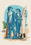 2026 2_penises 5_fingers 5_toes abs absurd_res alternate_version_at_source animal_genitalia animal_penis anthro aquatic areola athletic athletic_anthro athletic_male beach biped black_eyes blue_body blue_sky border breasts brother_(lore) casual_nudity countershade_crotch countershade_face countershade_genitalia countershade_hands countershade_legs countershade_neck countershade_tail countershade_torso countershade_vulva countershading dated detailed_background digital_drawing_(artwork) digital_media_(artwork) drawing_(object) duo feet female fin fingers fish flaccid foreskin front_view genitals hemipenes hi_res humanoid_genitalia humanoid_penis humanoid_vulva innie_vulva koji_(samareck) looking_at_another male markings multi_genitalia multi_penis neck_fin nipples no_irises non-mammal_breasts non-mammal_nipples nude nude_anthro nude_female nude_male outdoor_nudity outside pecs penis pink_penis plant plantigrade rina_(samareck) rock samareck sand seaside shaded shadow shark shrub sibling_(lore) signature sister_(lore) sky standing striped_arms striped_body striped_head striped_markings striped_tail stripes surfboard tail tail_fin tail_markings text toes vulva water white_border white_sclera