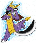 2015 activision adobe_photoshop_(artwork) ambiguous_gender animal_onesie anthro black_body black_fur blue_eyes clothed clothing crownedvictory digital_drawing_(artwork) digital_media_(artwork) flat_colors fuhrer_(zotz) full-length_portrait fully_clothed fur grey_body grey_fur grin hybrid mammal onesie portrait smile snout solo spyro spyro_the_dragon tail white_body white_fur