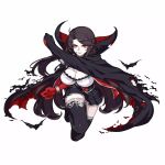  1girl absurdres bat black_hair black_legwear breasts cape cleavage dracula highres honkai_(series) honkai_impact_3rd huge_filesize large_breasts lips pale_skin red_eyes skirt user_szaz5387 vampire 