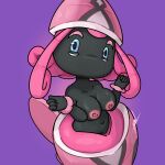1:1 absurd_res areola arm_tuft big_breasts black_body blue_eyes breasts facial_markings female front_view generation_7_pokemon hair head_markings hi_res humanoid legendary_pokemon looking_at_viewer markings mouthless navel nintendo nipples pink_areola pink_hair pink_nipples pokemon pokemon_(species) purple_background shortstack simple_background solo tapu_lele tuft wrist_tuft yawlyawl090