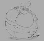 2022 anthro belly big_belly big_breasts black_and_grey blueberry_inflation blush blush_lines bottomwear breasts button_(fastener) clothed clothed_anthro clothed_female clothing collared_shirt countershade_fur countershading denim denim_bottomwear denim_clothing domestic_cat dress_shirt duo felid feline felis female female_anthro fluffy fluffy_tail fur grey_background hair huge_belly huge_breasts hyper hyper_belly hyper_breasts hyper_inflation immobile inflation jeans male male/female male_anthro mammal midriff monochrome navel nude nude_anthro nude_male pants pockets sheepie_(artist) shirt signature simple_background sketch sleeping sleeping_on_another spherical_inflation striped_body striped_fur stripes tail topwear
