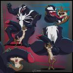 alien alien_humanoid anthro balls big_balls big_muscles big_penis black_body brown_body brown_fur digital_media_(artwork) duo emblem empty_eyes erection fur genitals glans guardians_of_the_galaxy hi_res huge_penis humanoid humanoid_genitalia humanoid_penis long_penis long_tongue lsdxiii male male/male mammal marvel marvel_rivals muscular muscular_male nipples nude nude_male open_mouth penis procyonid raccoon red_eyes rocket_raccoon sharp_teeth size_difference smile symbiote teeth tongue tongue_out venom_(marvel)