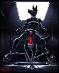 anal anal_penetration ankle_cuffs anthro bdsm black_clothing black_latex black_skinsuit bondage bound bright_light bulge canid canine canis chastity_device clothing collar cuff_(restraint) detailed_background dildo dildo_insertion domestic_dog drone full_body_suit latex latex_clothing latex_room latex_skinsuit male mammal musuko42 null_bulge padded_room penetration prisoner restraints sex_toy sex_toy_insertion skinsuit solo tight_clothing waist_cuff