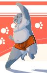  2014 anthro belly canid canine canis clothing domestic_dog hi_res humanoid_hands male mammal moobs overweight overweight_male realiron_(artist) simple_background solo underwear 