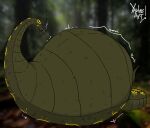 2026 belly big_belly feral flat_colors green_body green_tail hi_res huge_belly living_tail looking_at_viewer male obese overweight overweight_feral reptile rumbling_stomach scalie signature smoking snake snake_tail solo stripes tail unusual_anatomy unusual_tail watermark yauhasart yellow_eyes yellow_stripes