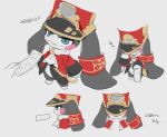 2026 absurd_res ambiguous_anthro ambiguous_focus ambiguous_gender anthro anthro_focus biped black_body black_fur blue_eyes blush blush_stickers bottomless bottomless_ambiguous bottomless_anthro clothed clothed_ambiguous clothed_anthro clothing condom_wrapper conductor_hat countershading dialogue digital_drawing_(artwork) digital_media_(artwork) disembodied_penis duo earband featureless_feet featureless_hands feet flat_colors fur genitals hi_res high-angle_view honkai:_star_rail human jacket korean_description korean_text lagomorph looking_at_genitalia looking_at_penis looking_up_at_another male male/ambiguous male_human mammal mihoyo multicolored_body multicolored_fur multiple_scenes narrowed_eyes penis plantigrade pom-pom_(honkai:_star_rail) ramssa side_view simple_background solo_focus text three-quarter_view ticket topwear two_tone_body two_tone_fur white_background white_body white_countershading white_fur