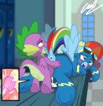  age_difference anus blush bodily_fluids clothing cum dragon equid equine feathered_wings feathers female friendship_is_magic genital_fluids hi_res male male/female mammal my_little_pony orgasm_face penetration penis pterippus puffy_anus pussy rainbow_dash_(mlp) size_difference spike_(mlp) succubi_samus tongue uniform vaginal vaginal_penetration wings 