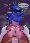 absurd_res anthro antlers anus armor big_butt blue_armor brown_body brown_fur butt december_holiday deer deltarune dialogue exposed exposed_butt fawn_spots female first_person_view fur genitals hi_res horn light_body light_skin lightner looking_at_viewer looking_back looking_back_at_viewer mammal mrdarknessart1's_roaring_knight new_world_deer pandecaja pattern_background penetration penile penile_penetration penis rear_view reindeer roaring_knight scut_tail sex short_tail simple_background speech_bubble tail text unconvincing_armor undertale_(series) vaginal vaginal_penetration vein veiny_penis white_body white_fur
