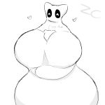 absurd_res ambiguous_gender anthro bed_sheet bedding bedsheet_ghost between_breasts big_breasts breasts clothing curvy_figure duo felid feline female female/ambiguous happy heart_symbol hi_res huge_breasts hyper hyper_breasts inside_clothing mammal size_difference trapped trapped_in_clothing wide_hips zerocloak