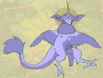 allycatboom anthro armless avian big_penis bird bodily_fluids body_hair european_mythology feet fluffy fluffy_tail genital_fluids genitals greek_mythology harpy horn long_tail male mythological_avian mythological_creature mythology neck_tuft nipples penis precum pubes purple_body redraw solo spiral_nipples standing tail talons toes tuft wings