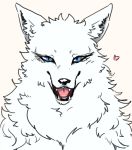  &lt;3 anthro black_nose blue_eyes breasts canid canine canis eyelashes female fur hi_res looking_at_viewer mammal nude open_mouth solo teeth white_body white_fur wolf ギムザ 