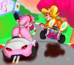  activision amy_rose anthro anus bandicoot blush bottomless butt clothed clothing coco_bandicoot crash_bandicoot_(series) crossover duo eulipotyphlan female hedgehog hi_res mammal marsupial no_underwear pussy rear_view riding sonic_(series) takumi-exe video_games 
