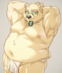  2019 anthro armpit_hair asian_clothing belly body_hair clothing east_asian_clothing eyewear fundoshi fur glasses japanese_clothing leib_(tas) male mammal moobs navel nipples oaks16 overweight overweight_male polar_bear simple_background solo tokyo_afterschool_summoners underwear ursid ursine video_games white_body white_fur 