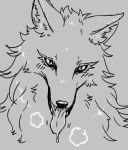  ambiguous_gender blush bodily_fluids canid canine canis eyelashes fur hi_res mammal open_mouth saliva solo tongue tongue_out wolf ギムザ 