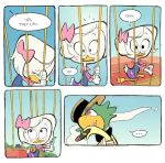  anatid anseriform avian bird clothing comic dialogue disney duck ducktales ducktales_(2017) female fozzie hi_res jos&eacute;_carioca parrot webby_vanderquack 