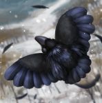  2019 ambiguous_gender avian beak bird black_beak black_body black_feathers digital_media_(artwork) feathered_wings feathers feral kuroi-kisin solo wings 