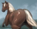  butt equid equine feral horse mammal nude simple_background solo ギムザ 
