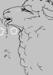  ambiguous_gender blush bovid caprine eyelashes eyes_closed hi_res mammal monochrome open_mouth sheep solo tongue tongue_out ギムザ 