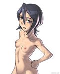  black_hair bleach collarbone flat_chest hair_between_eyes kuchiki_rukia navel nipples nude petite purple_eyes solo speh 