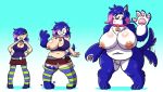  2018 absurd_res anthro belt big_breasts black_lips black_nose blue_body blue_fur blue_hair bodily_fluids bottomwear breast_expansion breasts canid canine canis clothing collar collar_only domestic_dog drooling ear_piercing facial_piercing female freckles fur growth hair hi_res huge_breasts human human_to_anthro lip_piercing lips looking_at_viewer mammal mind_control navel nipple_piercing nipples open_mouth pawpads piercing pigtails pink_hair prinnydood pussy saliva sequence simple_background skirt slightly_chubby smile snout solo species_transformation tail_growth tailwag thick_thighs torn_clothing transformation weight_gain wide_hips 