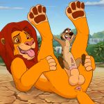 1:1 absurd_res anal anal_penetration anus balls bodily_fluids cum cum_in_ass cum_inside disney felid genital_fluids herpestid hi_res interspecies lion magzol male male/male mammal meerkat orgasm pantherine penetration penis simba sitting size_difference the_lion_king timon tongue 