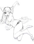  absurd_res anthro black_and_white breasts canid canine canis clothed clothing dg9wbgt2wa2im15 female fingers hair hi_res jackal kemono long_hair mammal medium_breasts monochrome nipples one_eye_closed simple_background sketch snout topless white_background あばばばば_nova 